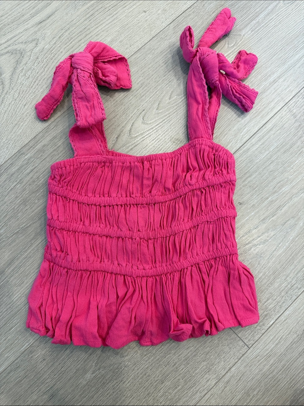 Chelsea and Violet girls Hot Pink Smocked Tank with Tie Straps